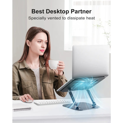 Laptop Stand for Desk,  Aluminum Adjustable Computer Stand, Ergonomic Foldable Laptop Holder for Macbook Air Pro / Dell / HP / ASUS / Samsung