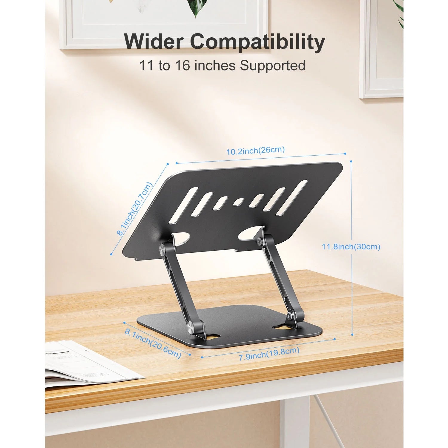Laptop Stand for Desk,  Aluminum Adjustable Computer Stand, Ergonomic Foldable Laptop Holder for Macbook Air Pro / Dell / HP / ASUS / Samsung