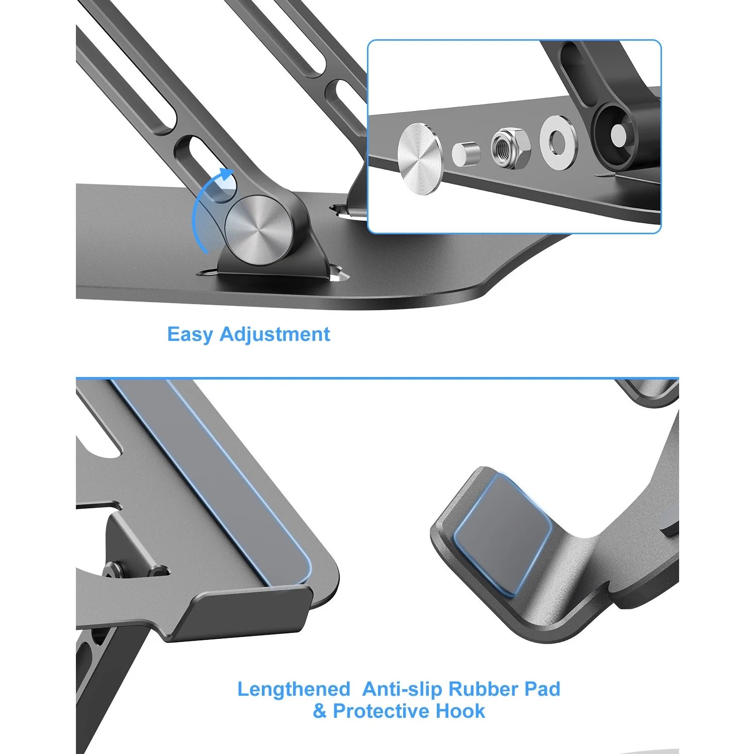 Laptop Stand for Desk,  Aluminum Adjustable Computer Stand, Ergonomic Foldable Laptop Holder for Macbook Air Pro / Dell / HP / ASUS / Samsung
