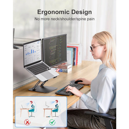 Laptop Stand for Desk,  Aluminum Adjustable Computer Stand, Ergonomic Foldable Laptop Holder for Macbook Air Pro / Dell / HP / ASUS / Samsung